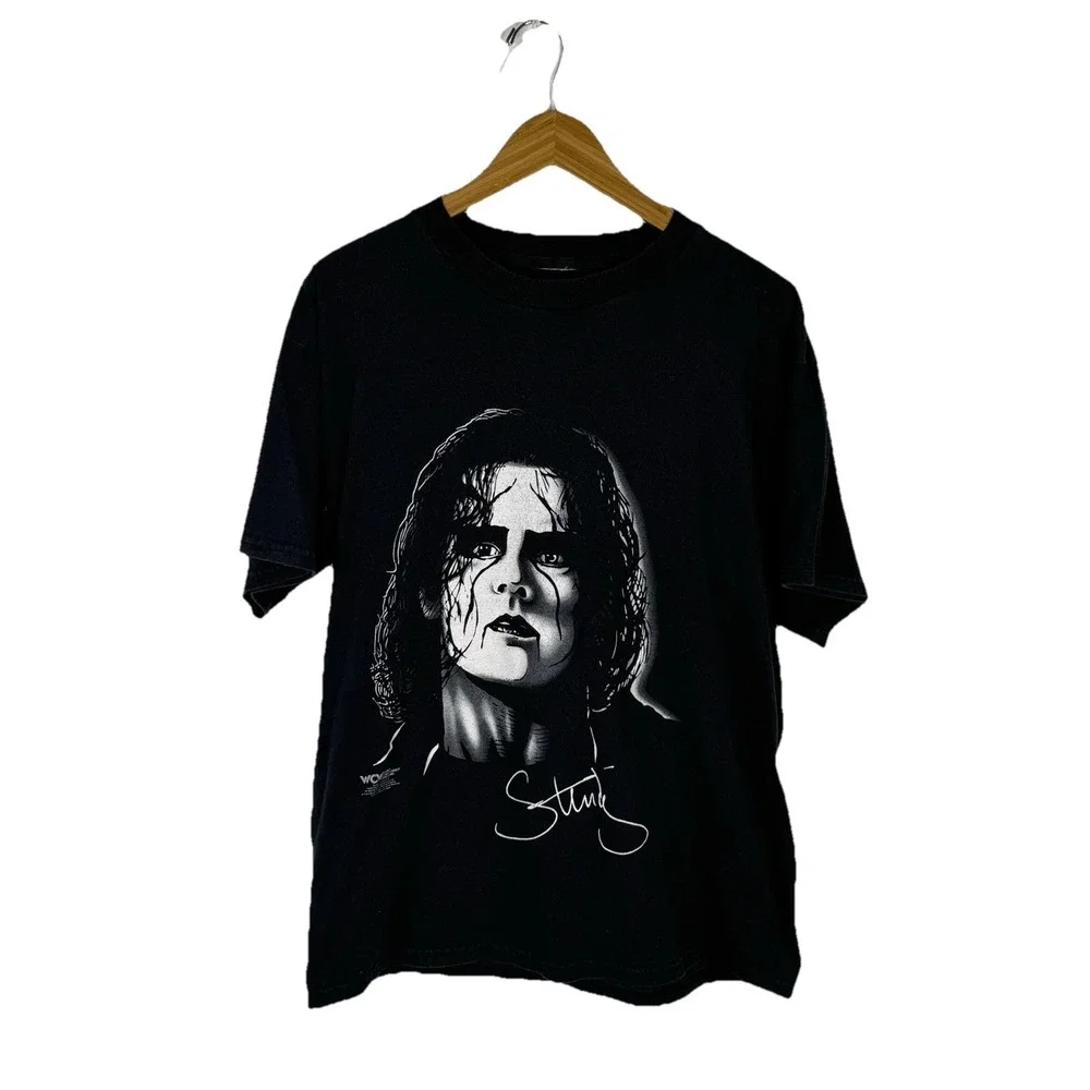 Vintage Men's WCW Sting 90's Black Short Sleeve T-shirt Graphic Size XL - Picture 1 of 14